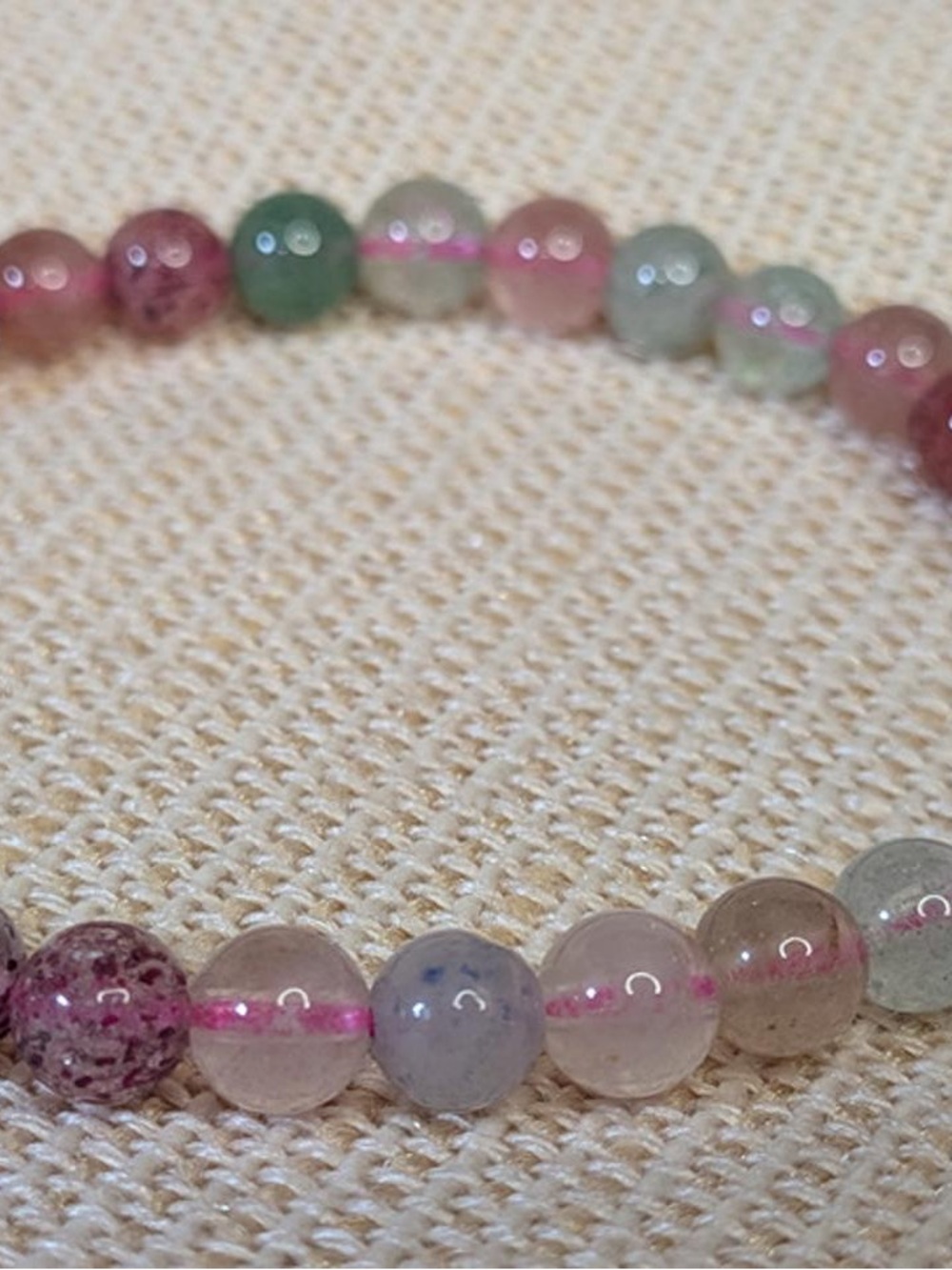 Fashion Jewelry Pink and Green Beaded Stretch Bracelet